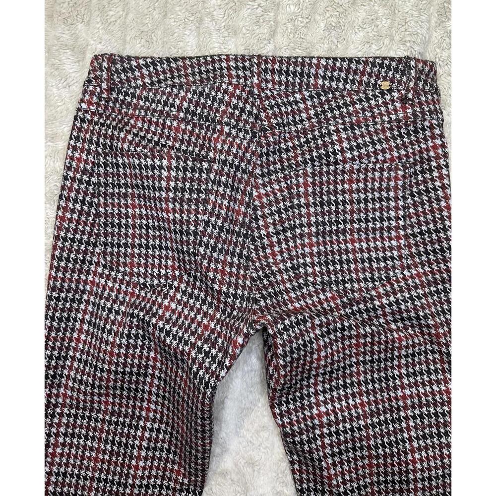 Zara red/brown/cream houndstooth plaid skinny jeans/slim stretch pants Size 6 - Picture 3 of 8